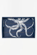 Tablett Oktopus aus Holz blau weiß