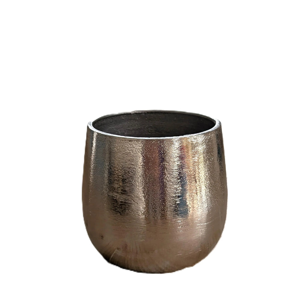 Silberner Übertopf aus Aluminium zwei Größen zur Wahl oder im Set