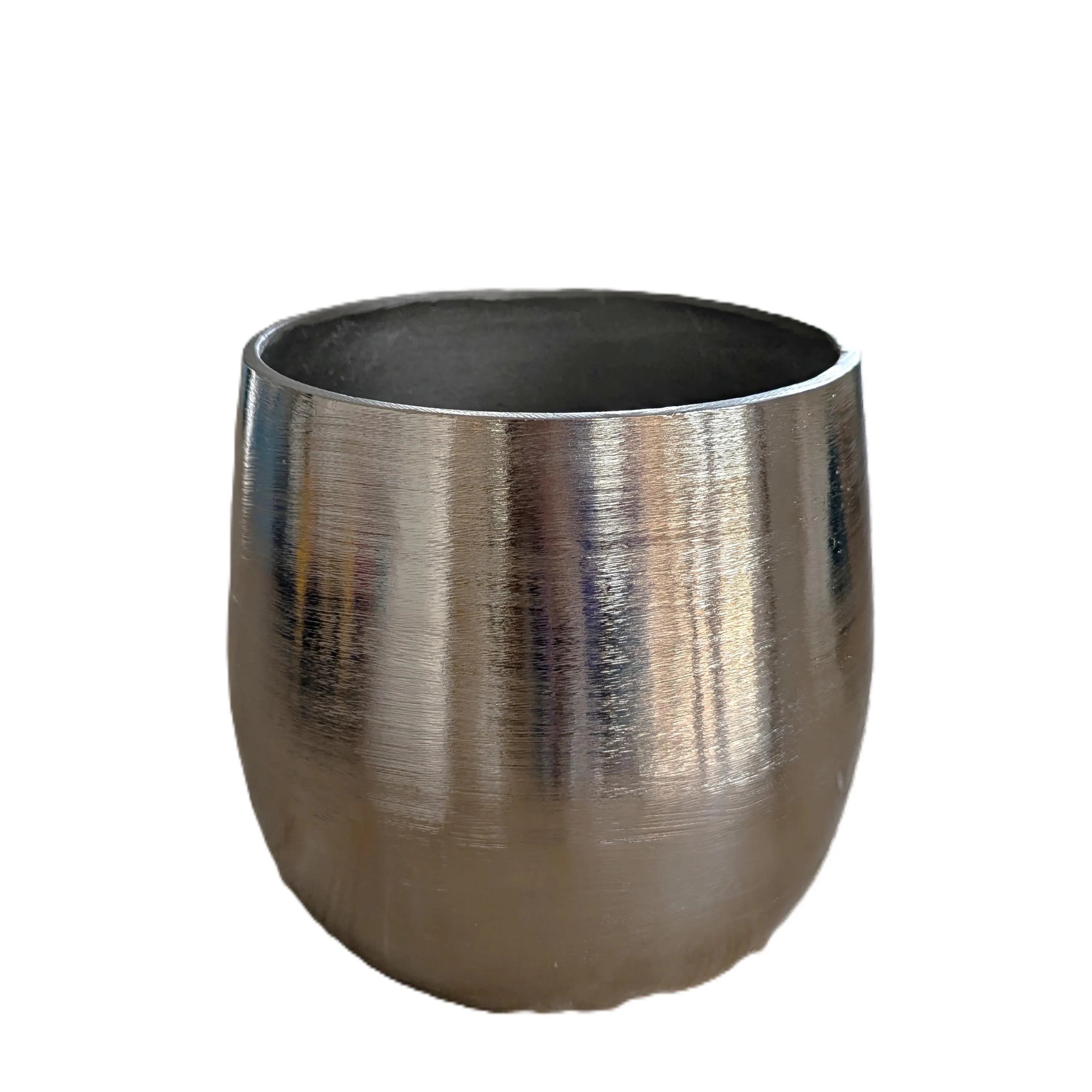 Silberner Übertopf aus Aluminium zwei Größen zur Wahl oder im Set