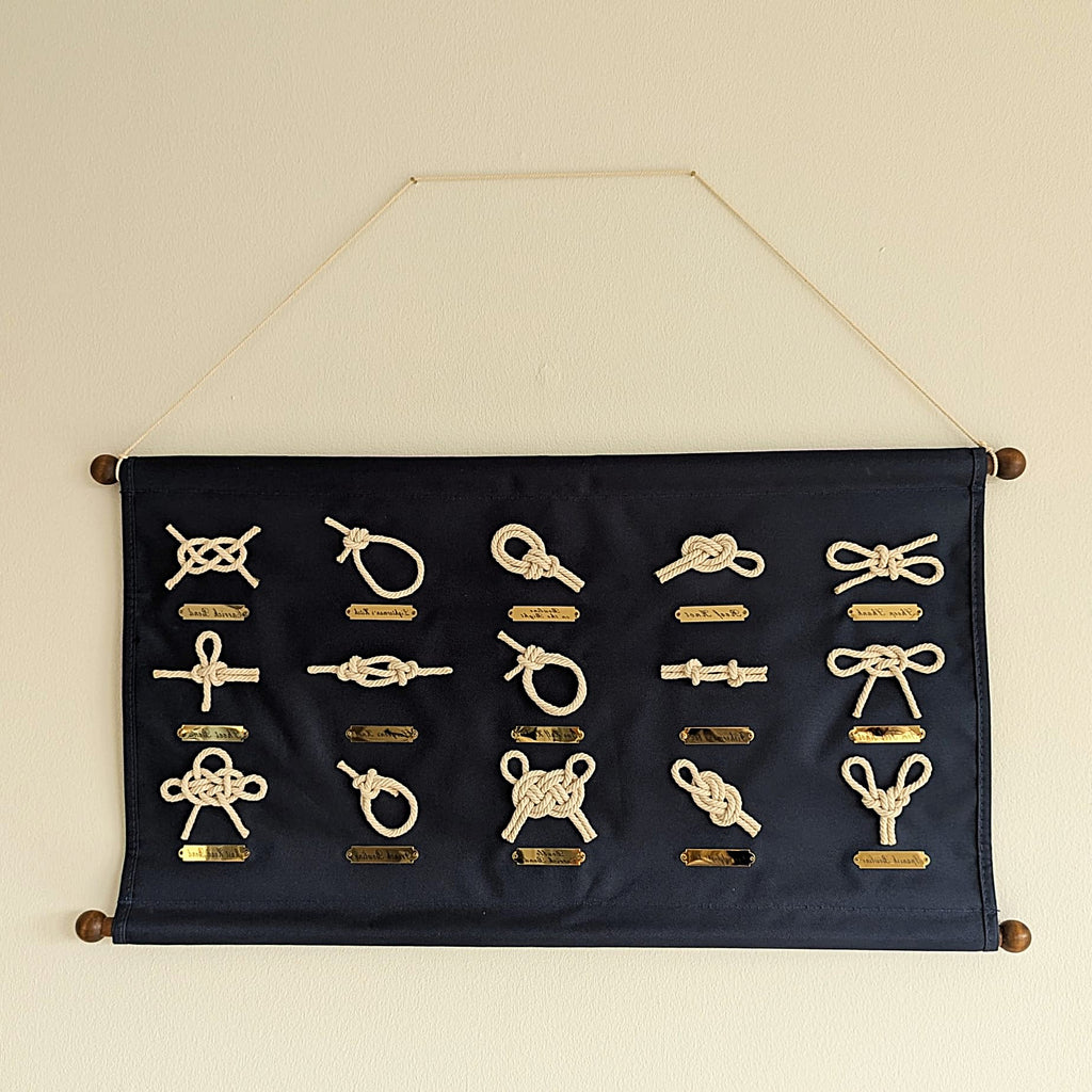 Maritime Knotentafel Wandbehang aus Segelstoff