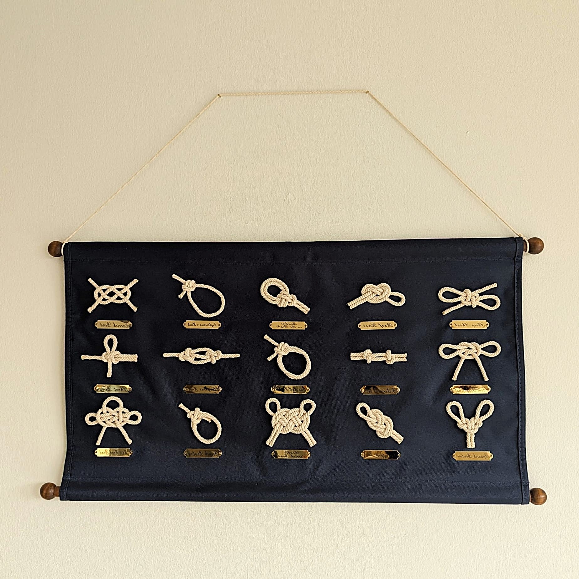 Maritime Knotentafel Wandbehang aus Segelstoff