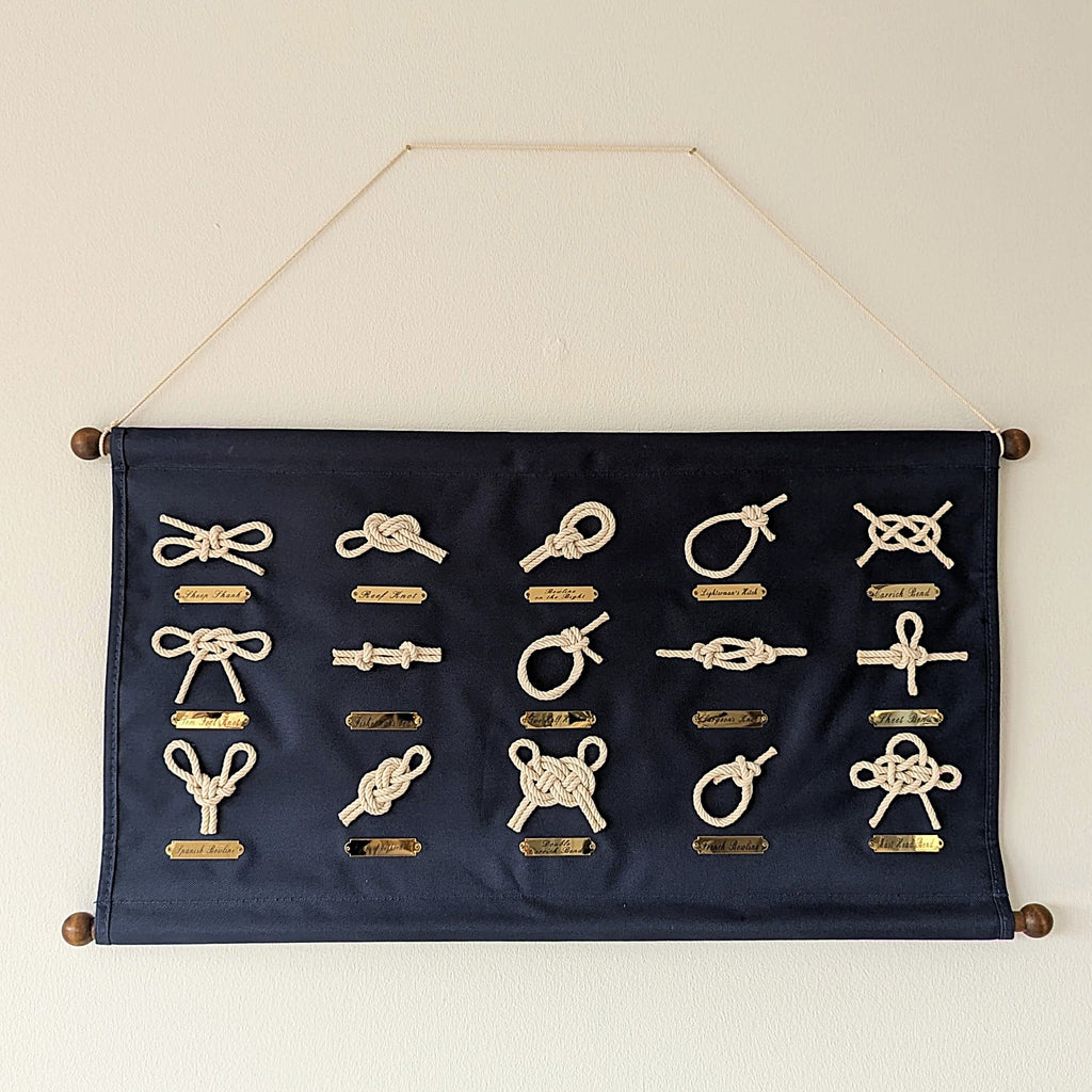 Maritime Knotentafel Wandbehang aus Segelstoff