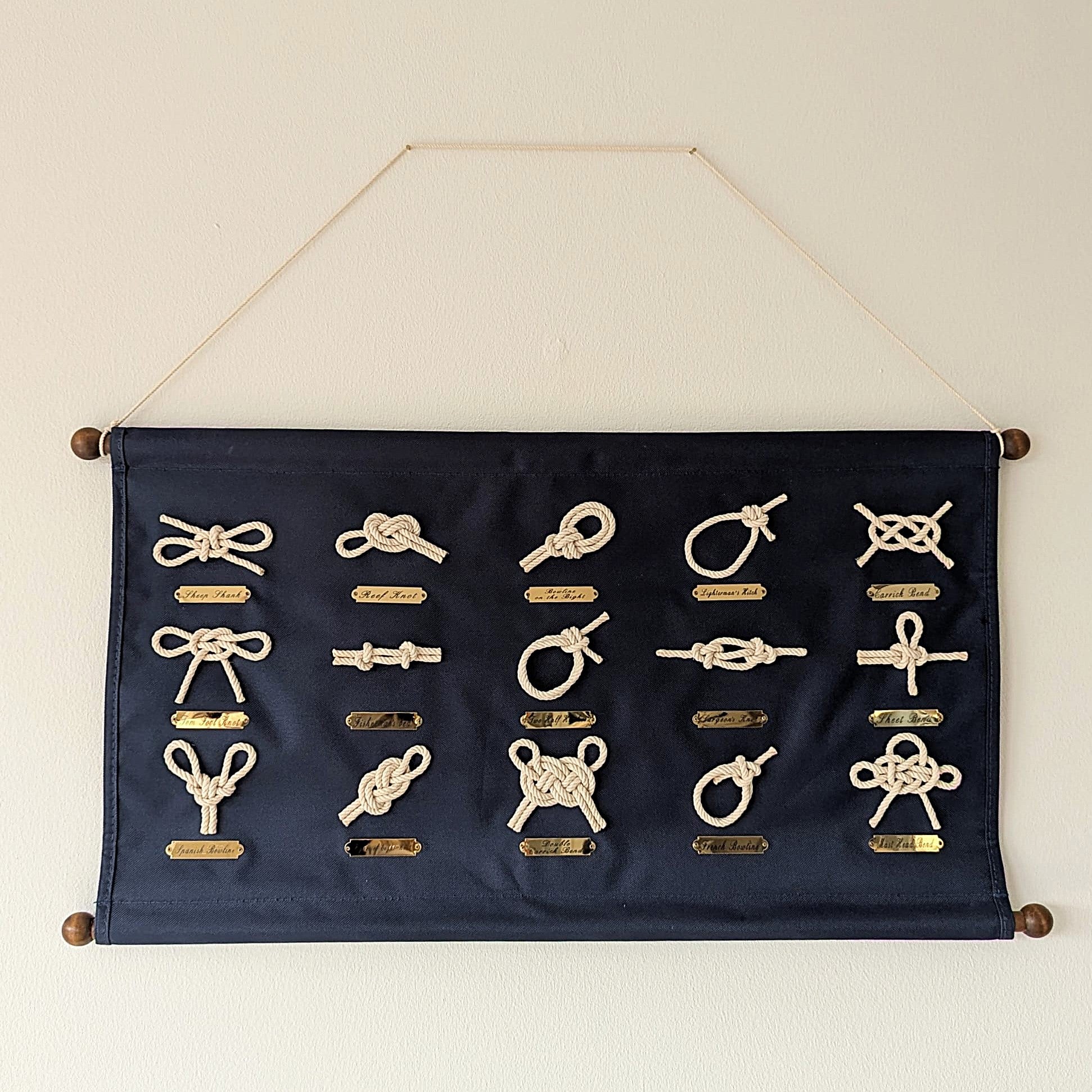 Maritime Knotentafel Wandbehang aus Segelstoff