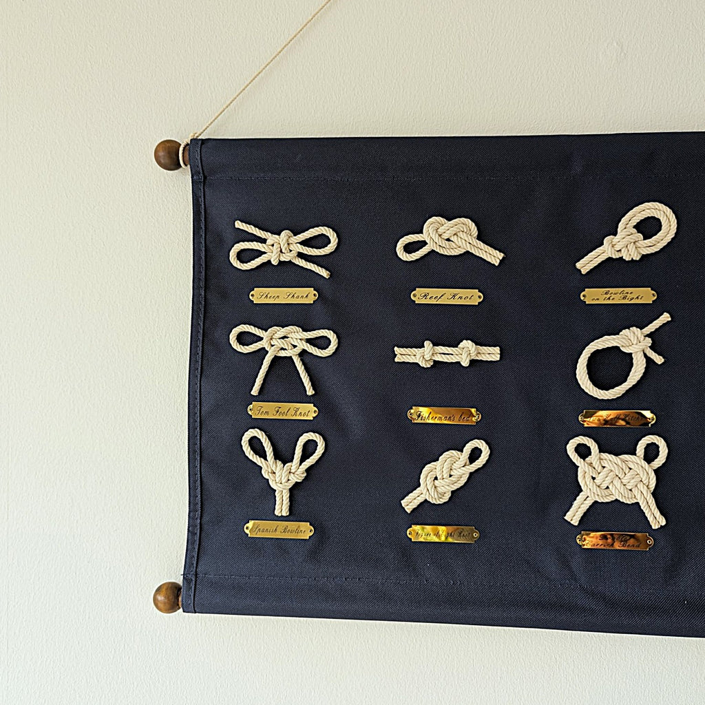Maritime Knotentafel Wandbehang aus Segelstoff
