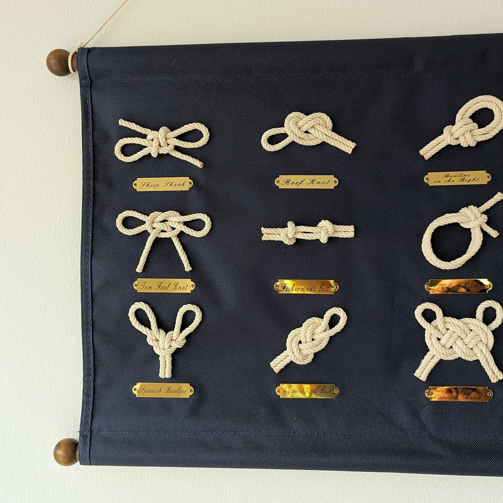 Maritime Knotentafel Wandbehang aus Segelstoff